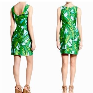 Vineyard Vines silk sheath /cocktail dress with banana leaf print   size 8